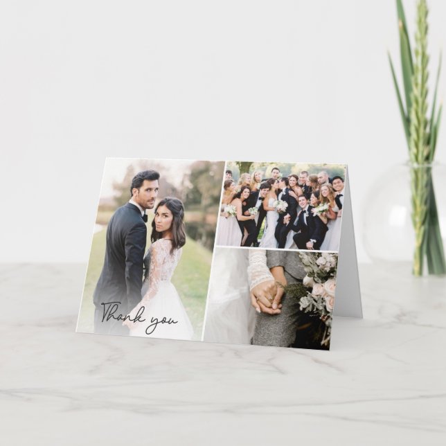 Wedding Day Custom Photo Collage Thank You Card (Front)