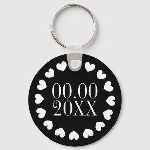 Wedding day date anniversary reminder heart key ring