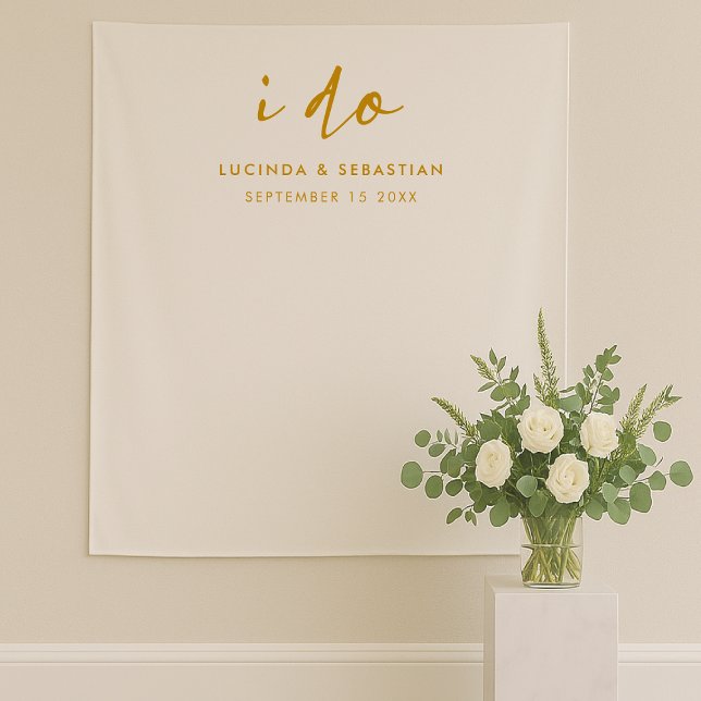 Wedding Day Elegant Gold and White Photo Backdrop Tapestry (Creator Uploaded)