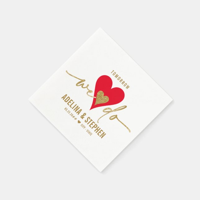 Wedding Day Elegant Heart We Do Rehearsal Dinner Napkin (Corner)