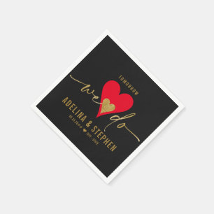 Wedding Day Elegant Heart We Do Rehearsal Dinner Napkin