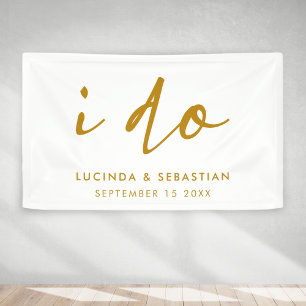 Wedding Day Elegant Minimal Simple Gold and White Banner