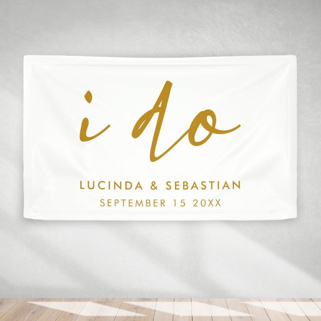 Wedding Day Elegant Minimal Simple Gold and White Banner (Creator Uploaded)