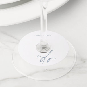 Wedding Day Elegant Script I Do Wine Glass Tag