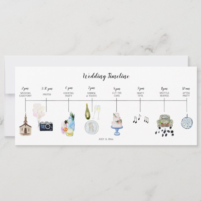 Wedding Day Event Timeline Program Invitation (Front)