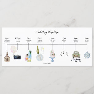Wedding Day Event Timeline Program Invitation