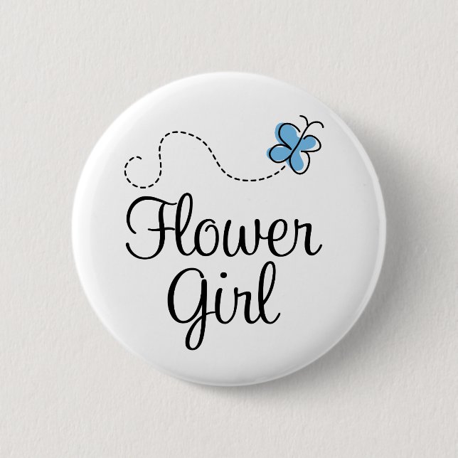 Wedding Day Flower Girl Blue Button (Front)