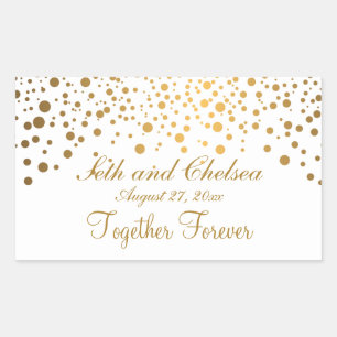 Wedding Day Gold Dots Personalise Rectangular Sticker