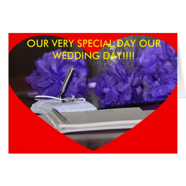 Wedding Day Guest Book Closeup WEDDING CARD (Front Horizontal)