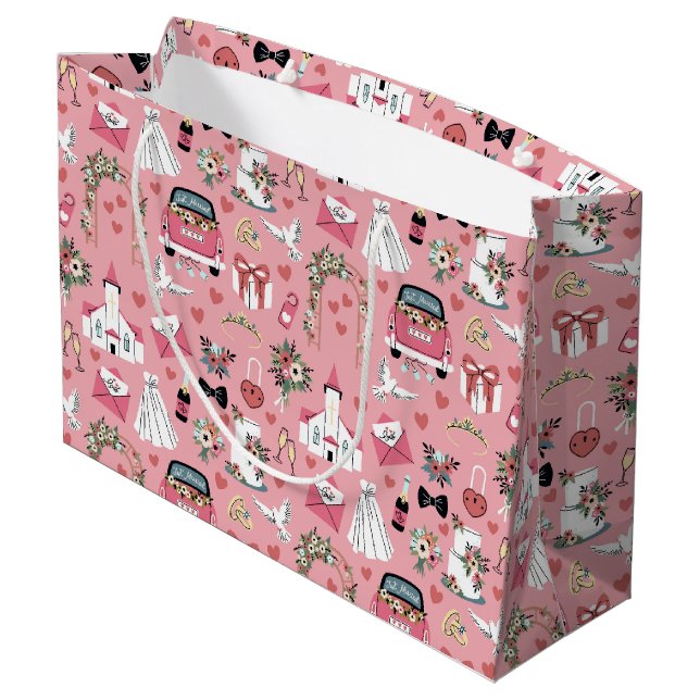 Wedding Day In Pink Large Gift Bag (Back Angled)