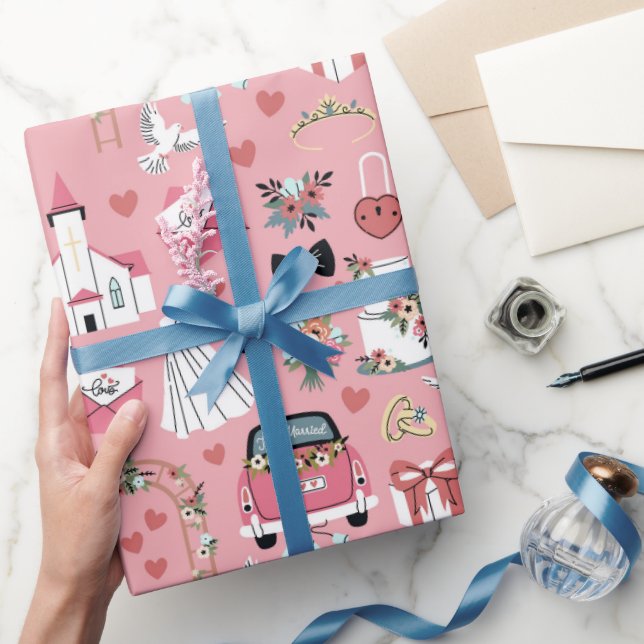 Wedding Day In Pink Wrapping Paper (Gifting)