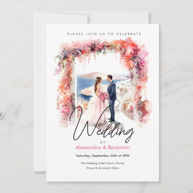 Wedding Day in Watercolor | Wedding Invitation (Front)