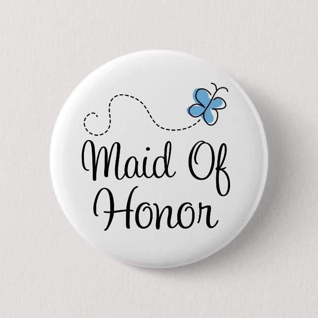 Wedding Day Maid of Honour Blue Button (Front)
