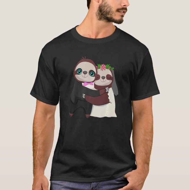 Wedding Day Marriage Sloth Herbivore Animal T-Shirt (Front)