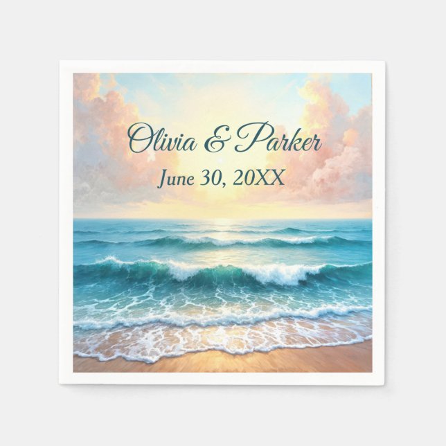 Wedding Day Morning Seascape Napkin (Front)