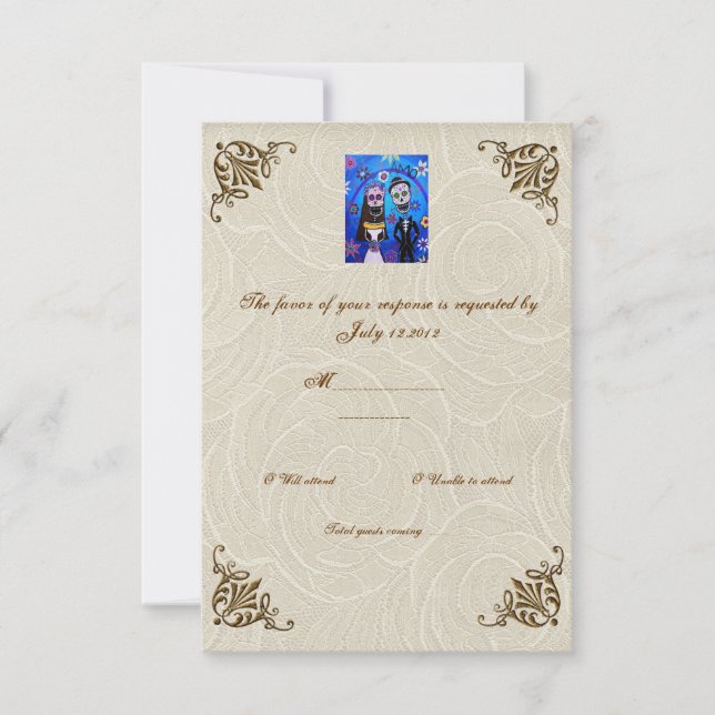Wedding Day of the Dead Wedding RSVP Card (Front)
