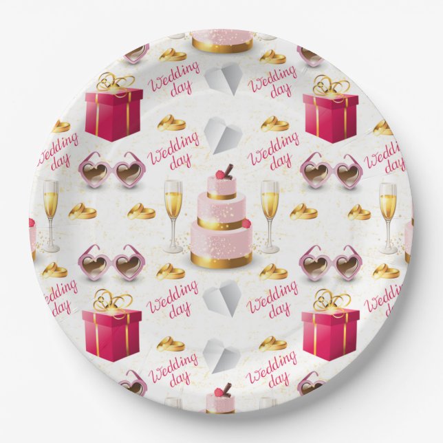 Wedding Day Pattern Paper Plate (Front)