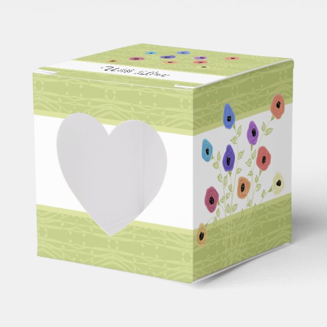 Wedding Day Personalised Flowered Guest Favour Box (Front Side)