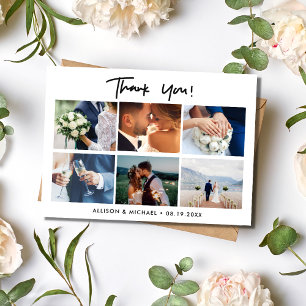 Wedding Day Photo Collage Thank You Card