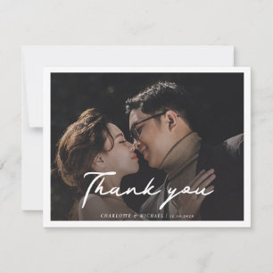 Wedding Day Photo Elegant Hand-Lettered Thank You Card