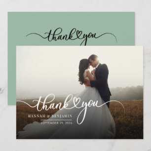Wedding Day Photo Hand-Lettered Thank You Card