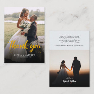Wedding Day Photo Hand-Lettered Thank You Card