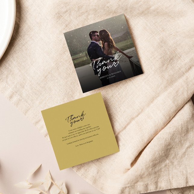 Wedding Day Photo Hand-Lettered Thank You Card (Wedding Day Photo Thank You Card)