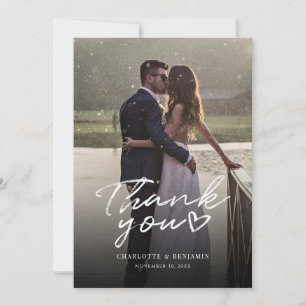 Wedding Day Photo Hand-Lettered Thank You Card