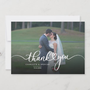 Wedding Day Photo Hand-Lettered Wedding Thank You Card