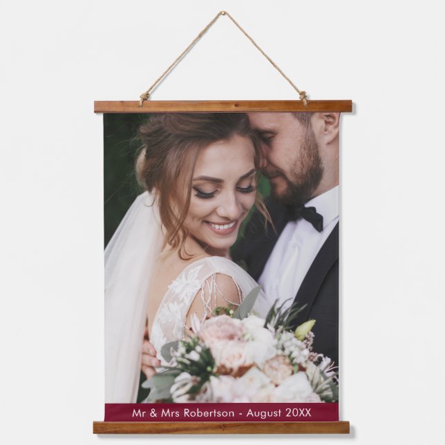 Wedding Day Photo Modern Custom Hanging Tapestry (Front)
