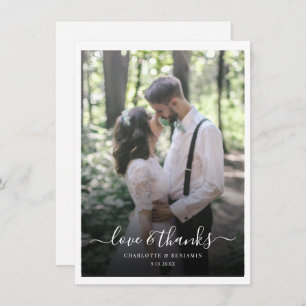 Wedding Day Photo Modern Script Thank You Card