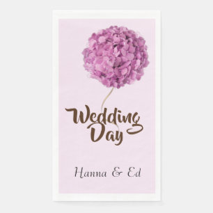 Wedding Day pink & white hydrangea flower Napkin