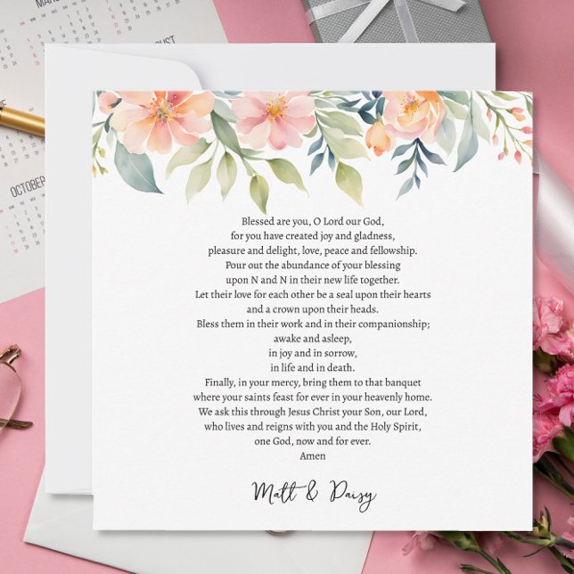 Wedding Day Prayer Personalised Floral Print Card (Creator Uploaded)