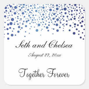 Wedding Day Sapphire Blue Dots   Personalise Square Sticker