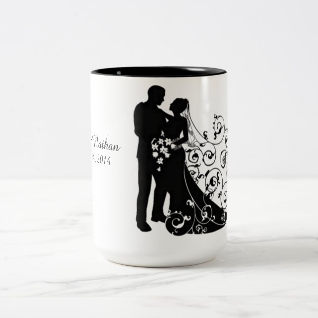 Wedding Day Silhouettes Personalised Mug (Center)