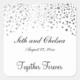 Wedding Day Silver Dots   Personalise Square Sticker