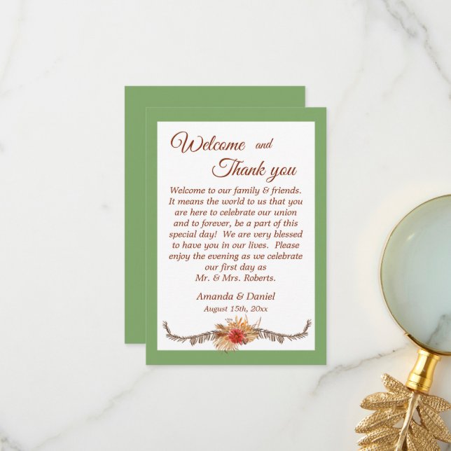 Wedding Day Thank You Cards (Front/Back In Situ)