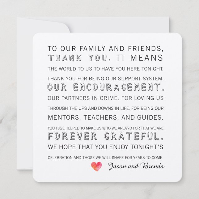 Wedding Day Thank You Cards | Watercolor heart (Front)