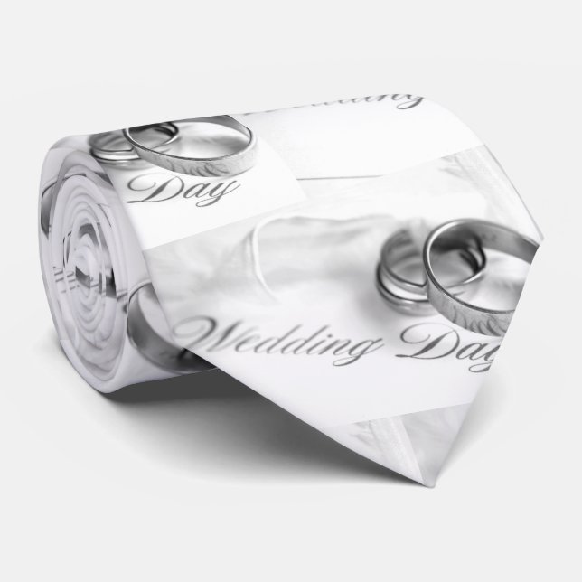 ***WEDDING DAY*** TIE *WITH WEDDING BANDS** (Rolled)