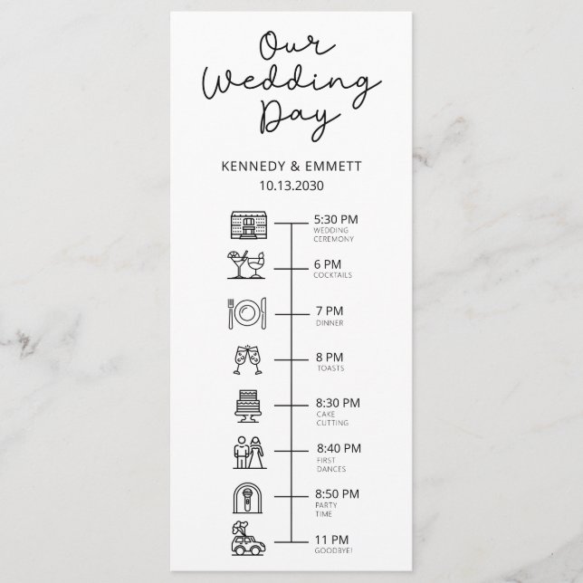 Wedding Day Timeline Flat Program Programme (Front)