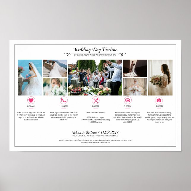 Wedding Day Timeline Template Poster (Front)