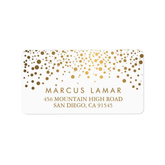 Wedding Day Trendy Gold Dots Label (Front)