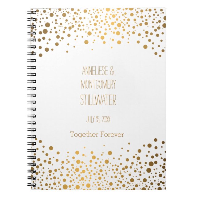 Wedding Day Trendy Gold Dots Notebook (Front)