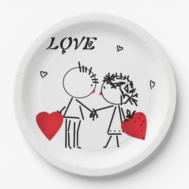 Wedding , day Valenine , love Paper Plate (Front)