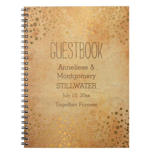 Wedding Day Vintage Gold Dots- Guestbook Notebook (Front)