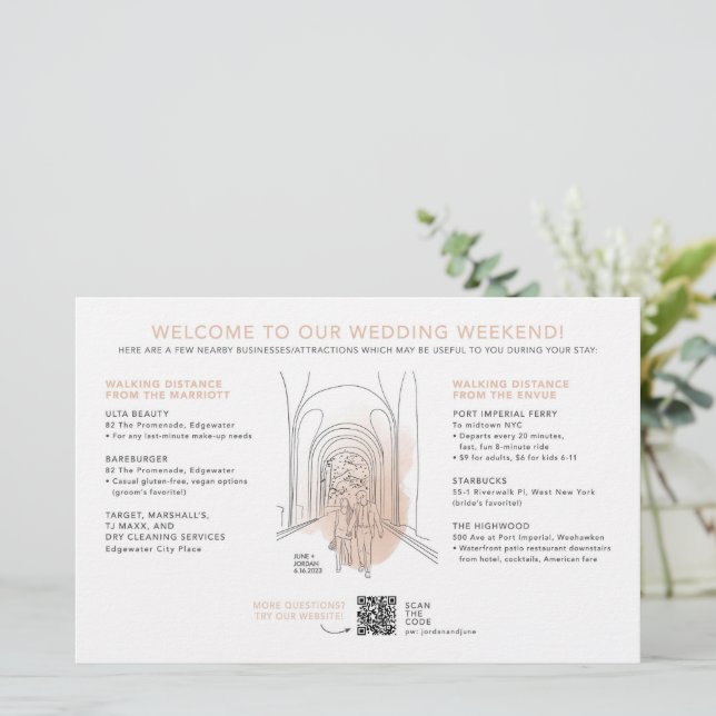 Wedding Day Welcome Map Card - for JUNE (Standing Front)