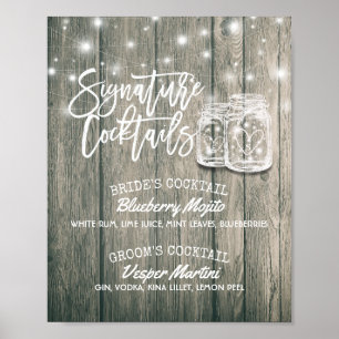 Wedding Decor Sign Signature Cocktail Drink Menu