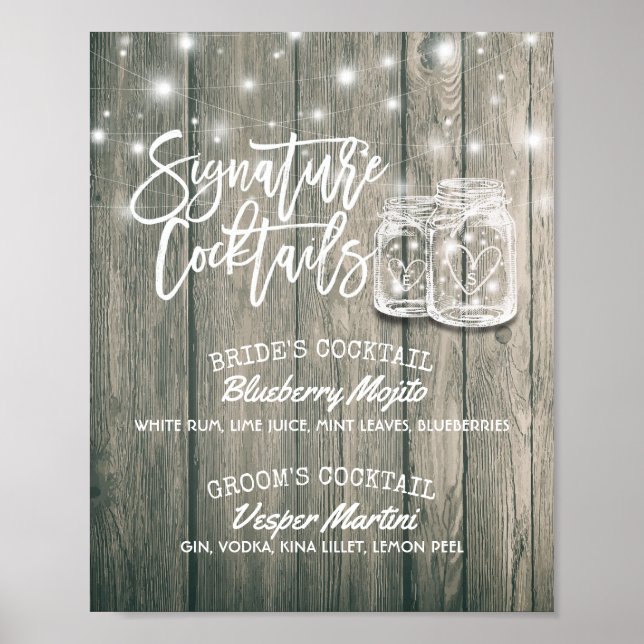 Wedding Decor Sign Signature Cocktail Drink Menu (Front)