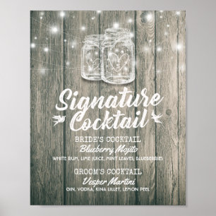 Wedding Decor Sign Signature Cocktail Drink Menu