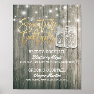 Wedding Decor Sign Signature Cocktail Drink Menu
